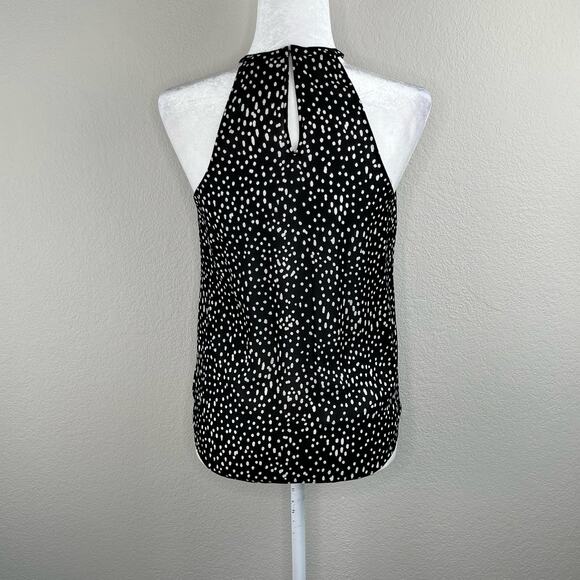 A.L.C. Iggy Black White Polka Dot Silk Georgette Layered Halter Top Blouse 4 - Picture 2 of 11